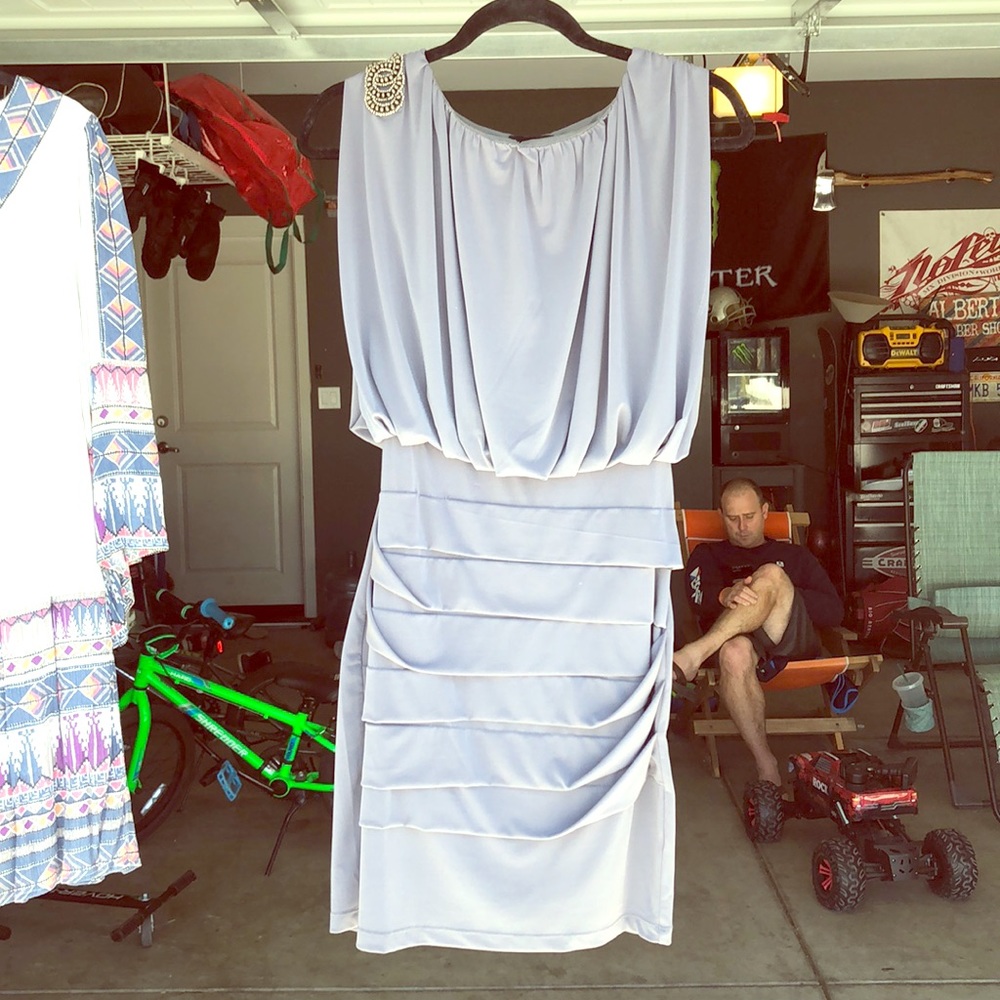 Grey form fitting dress